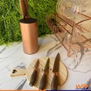 Ver imagem 5 de Kit Cepo e Facas Rose Gold em Aço Inox 6 Peças - Wp Connect Conjunto Facas e Cepo Aço Inox