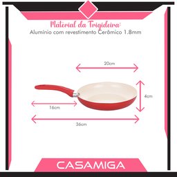 Frigideira Revestimento Cerâmico Rubi 1,8mm 20cm Class - 3