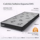 Ver imagem 2 de Colchão Solteiro Espuma D45 Bordado 188x78x12cm Antialérgico