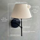 Ver imagem 4 de Arandela de Parede Clássica Alumínio com Cúpula Tecido Algodão Ref 16