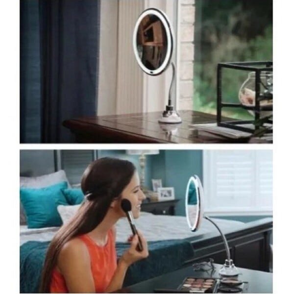Espelho Led 360 Flexível 10x Aumento Ventosa Barba Maquiagem - 4