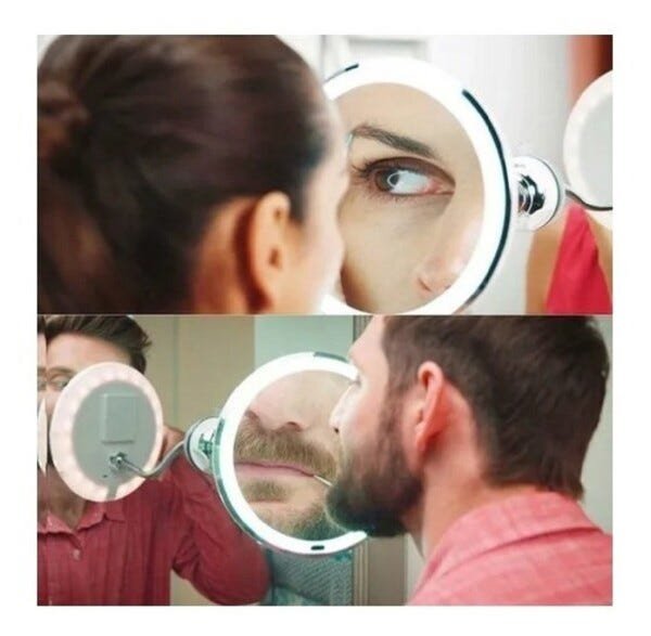 Espelho Led 360 Flexível 10x Aumento Ventosa Barba Maquiagem - 2