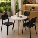Ver imagem 2 de Conjunto Mesa de Jantar Redonda 70cm com 3 Cadeiras Mônaco Rattan - Preto