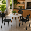 Ver imagem 1 de Conjunto Mesa de Jantar Redonda 70cm com 3 Cadeiras Mônaco Rattan - Preto