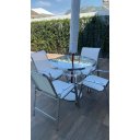 Ver imagem 3 de Kit Lótus Mesa com Vidro 4 Cadeiras Alumínio e Espreguiçadeiras de Piscina