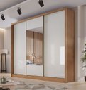 Ver imagem 2 de Guarda Roupa Casal com Espelho 3 Portas 6 Gavetas - Arezzo Plus-cumaru Off White - Móveis Novo Horiz