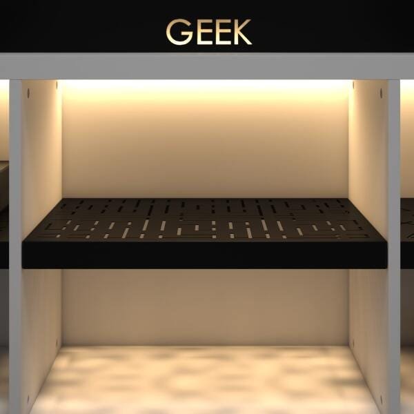 Rack Bancada Gamer Geek Madeira Metal Branco LED Incluso - 7