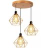 Lustre Pendente Diamante Triplo Aramado E27 Preto Cobre - 1