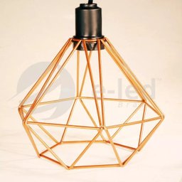 Lustre Pendente Diamante Triplo Aramado E27 Preto Cobre - 4