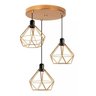 Lustre Pendente Diamante Triplo Aramado E27 Preto Cobre - 2