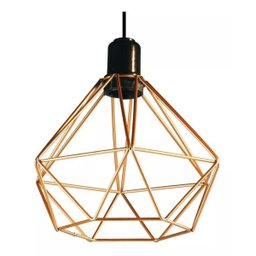Lustre Pendente Diamante Triplo Aramado E27 Preto Cobre - 6
