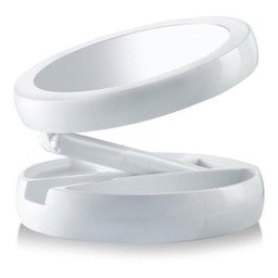 Espelho Aumento 10X Dupla Face Luz Led Maquiagem Organizador - 1