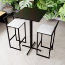 Ver imagem 1 de Conjunto Mesa Alta Bar Bistrô Quadrada Preta 2 Banquetas Confort Estofado Black Don Castro