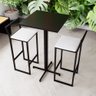 Conjunto Mesa Alta Bar Bistrô Quadrada Preta 2 Banquetas Confort Estofado Black Don Castro - 1