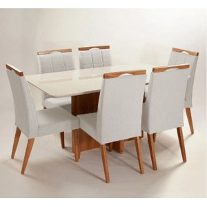Mesa de jantar + 6 cadeiras Paris Tampo Atenas 160 cm A 12