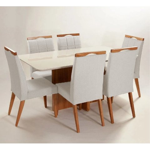 Mesa de Jantar + 6 Cadeiras Paris Tampo Atenas 160 Cm a 12