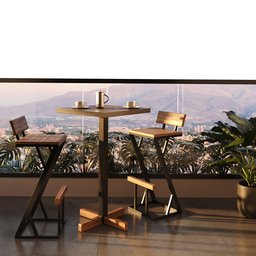 Mesa Bistrô Europa em Madeira Peroba e Estrutura Metálica - Elegância para Ambientes Modernos - 3