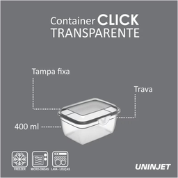 Pote Transparente com Tampa Click 400ml Uninjet - 2