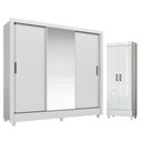 Ver imagem 1 de Guarda Roupa Casal Itália 3 Portas com Pés e Armário Multiuso Fit com Pés Branco Brilho - Santos And