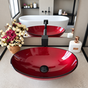 Ver imagem 2 de Cuba de Vidro para Banheiro  Lavabo Canoa 43x28cm Vinho Vidro 10mm de Apoio Vb Cristais para Bancada