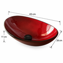 Ver imagem 3 de Cuba de Vidro para Banheiro  Lavabo Canoa 43x28cm Vinho Vidro 10mm de Apoio Vb Cristais para Bancada