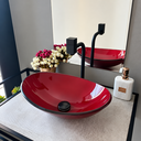 Ver imagem 4 de Cuba de Vidro para Banheiro  Lavabo Canoa 43x28cm Vinho Vidro 10mm de Apoio Vb Cristais para Bancada