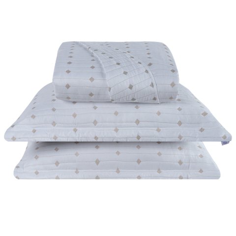 Cobre Leito Casal Padrão Decor Bordado 200 Fios 3 Peças - Branco To Decorando