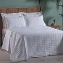 Ver imagem 3 de Cobre Leito Casal Padrão Decor Bordado 200 Fios 3 Peças - Branco To Decorando