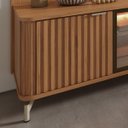 Ver imagem 4 de Rack e Painel para TV 75" 100% MDF 215cm 3 Portas Vidro Reflecta com LED Prateleira Canella