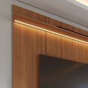 Ver imagem 6 de Rack e Painel para TV 75" 100% MDF 215cm 3 Portas Vidro Reflecta com LED Prateleira Canella