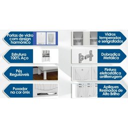 Kit Cozinha Star 3 Portas de Vidro com 2 Gavetas Telasul - 3