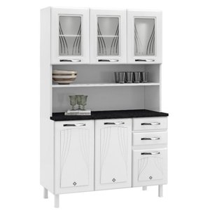 Kit Cozinha Star 3 Portas de Vidro com 2 Gavetas Telasul