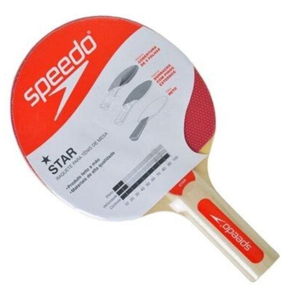 Par de Raquetes Para Ping Pong Tênis De Mesa Star Speedo - Vermelho - Único - 3