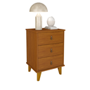 Ver imagem 3 de Kit 2 Mesas de Cabeceira Grécia com 3 Gavetas Puxadores em Couro Cor Cedro