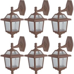 Kit 6 Luminárias de Parede Vintage Retrô Marrom Arandelas de Alumínio Varanda Quarto - 1