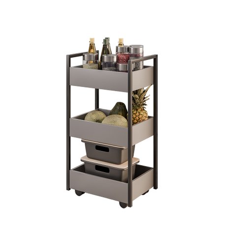 Carrinho Gourmet Auxiliar para Cozinha 3 Prateleiras Zane Preto M12 - D’Rossi