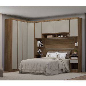 Quarto de Casal com Guarda Roupas e Mesas de Cabeceira 426cm Veneza Luciane Móveis