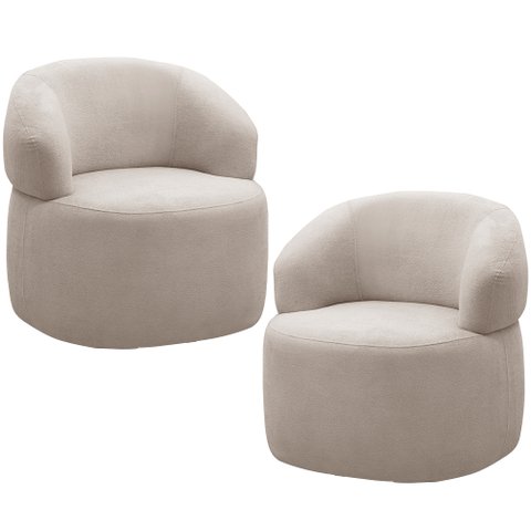Kit 2 Poltronas Giratórias Giratória Sala Living Orgânico Carmen F04 Veludo Bege - Lyam Decor