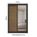 Ver mais imagens de Guarda-roupa Solteiro 2 Portas de Correr com Espelho 2 Gavetas Preto/rustic Vivare Madesa Preto/