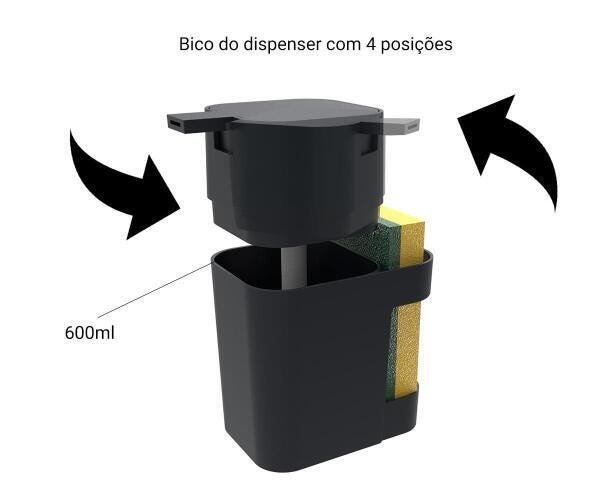 Dispenser De Detergente De Pia Preto 600Ml Soprano - 5