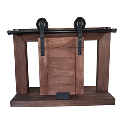 Kit para Porta até 55cm Celeiro Tubular Roldana Aparente Trilho Preto 1,10m - 1