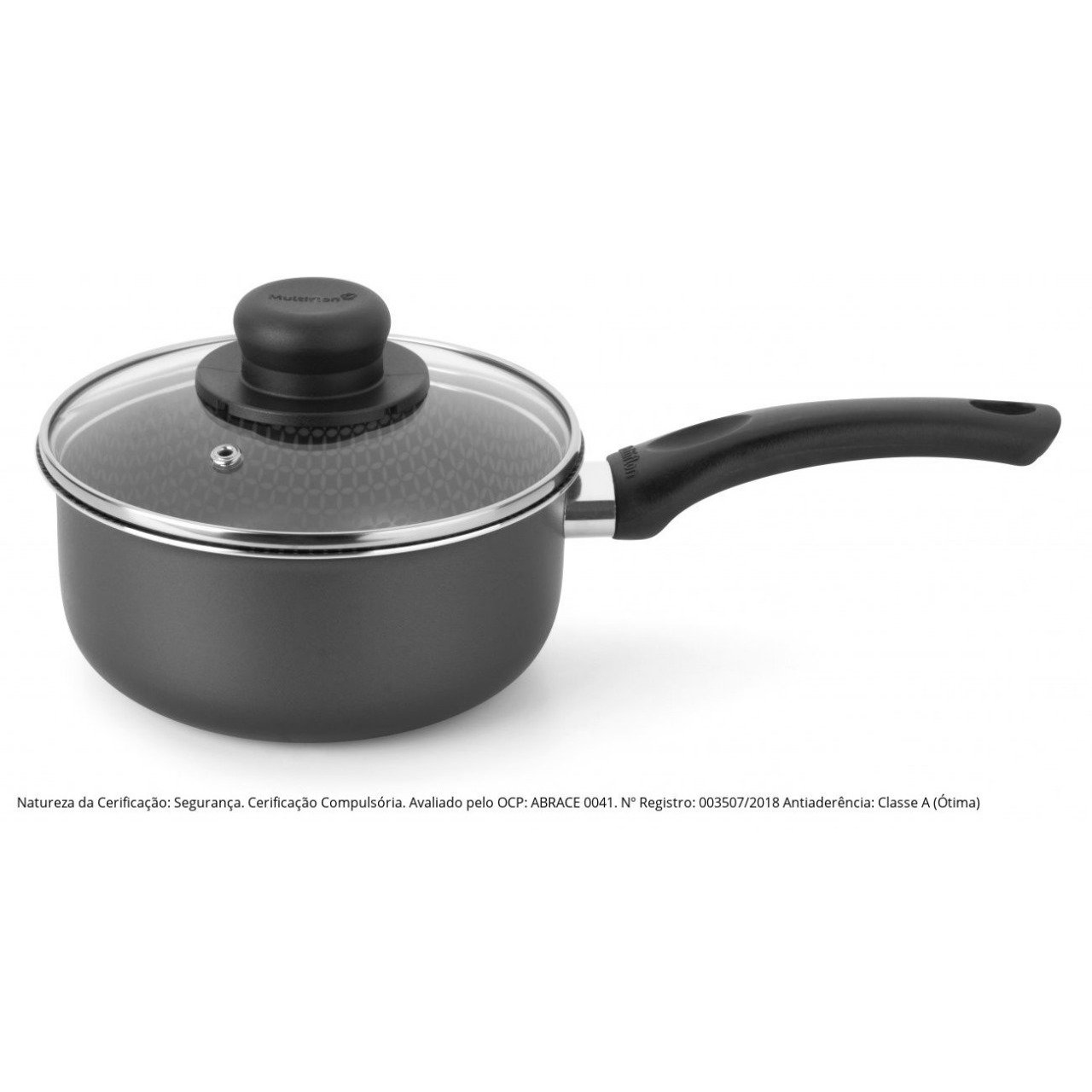 Panela 18 Cm Aluminio Antiaderente com Tampa de Vidro Linha Gourmet ...
