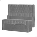 Ver imagem 1 de Kit Cabeceira e Calçadeira Baú Emma Suede King 195 Cm