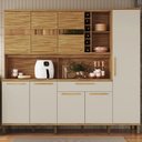 Ver imagem 1 de Cozinha Compacta Touriga 8 Portas 1 Gaveta 100% Mdf com Vidro Amêndoa/off White - Rio Doce