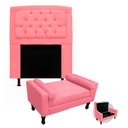 Ver imagem 1 de Kit Cabeceira Geovana + Calçadeira Baú Felix Solteiro 100cm Suede - Ecotec Decor:Rosa