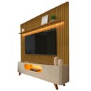 Ver imagem 1 de Rack com Painel Nobre sem Nicho 230cm para Tv até 85 Polegadas Ripado com Led 2 Portas 1 Gaveta Geli