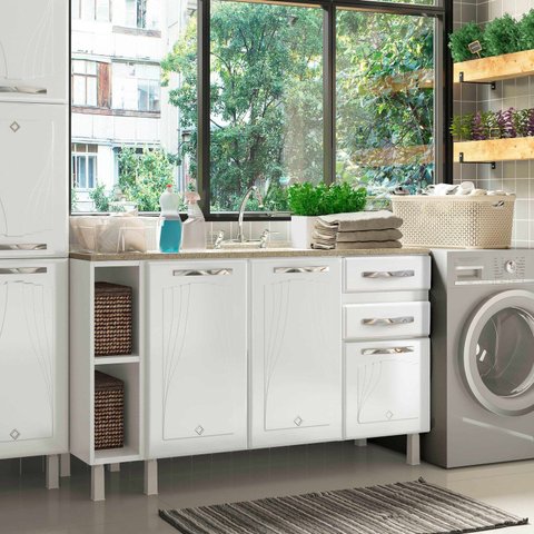 Balcão Cozinha de Aço 140cm para Pia Star New Branco