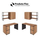 Ver mais imagens de Escrivaninha 1,5m C/ Balcão Lateral Armário Aéreo e Nicho F5 Cor:nogal com Preto