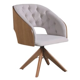 Poltrona Decorativa Giratória Núbia para Sala de Estar em Linho Champagne - Mobília Mobília - 1