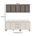 Ver imagem 4 de Cozinha Compacta Amara 9 Portas 3 Gavetas com Vidro Creme/branco - Politorno